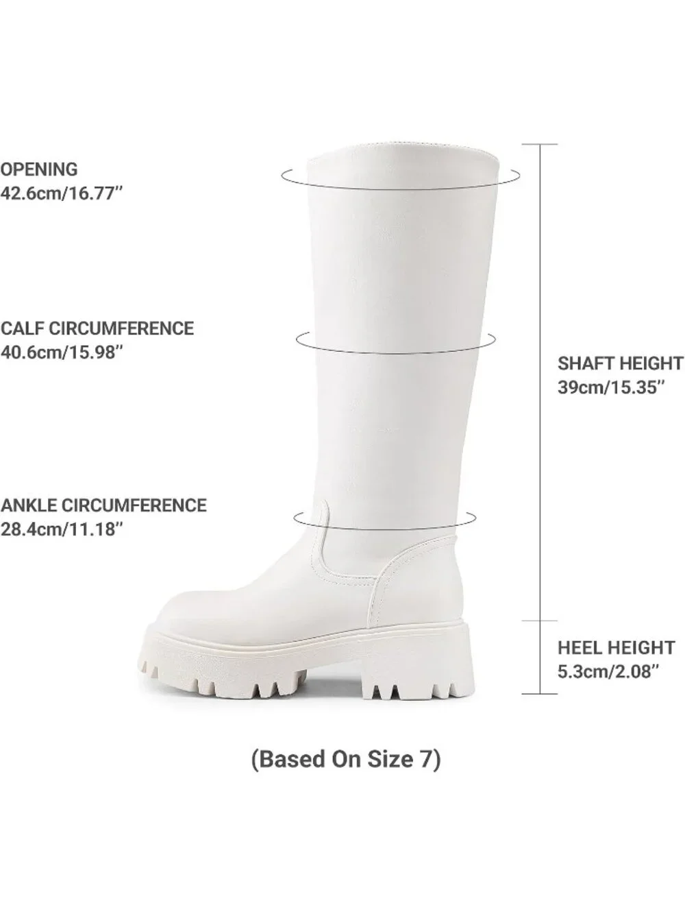 Dream Pairs Women's White Round Toe Side Zipper Platform Chunky Knee High Boots